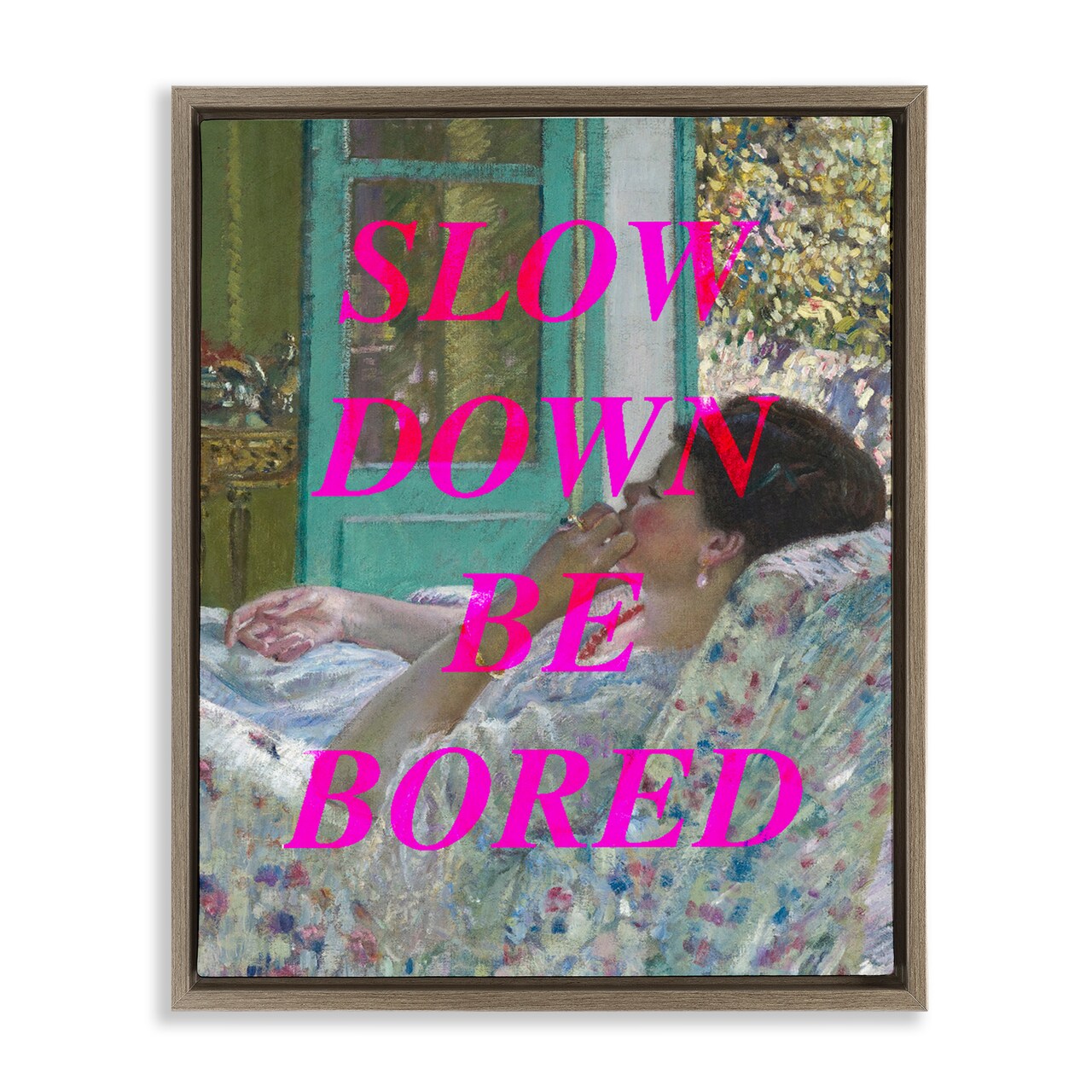Stupell Industries Slow Down Be Bored Classic Floating Frame, design by Lil' Rue